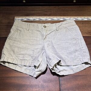 Lilly Pulitzer The Callahan Short Gold Metallic 100% Linen Sz 8